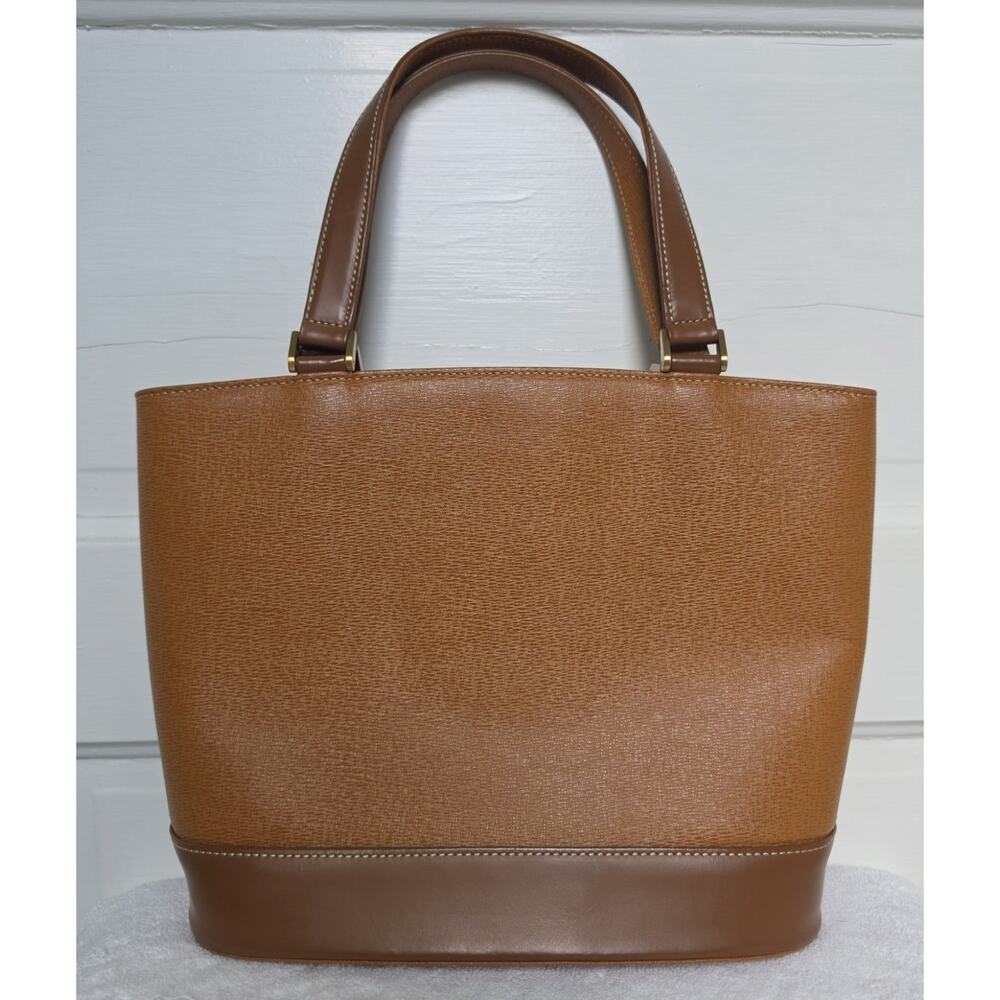 Burberry Brown Tote Bag Zip Top Check Lining Gold Hardware Inner Pockets - Picture 2 of 10